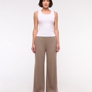 Abercrombie brushed rib wide leg sweatpants taupe S